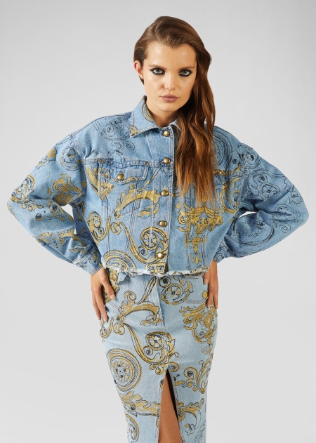 Jacheta Denim Versace Print Dama | GPKHJLS-58